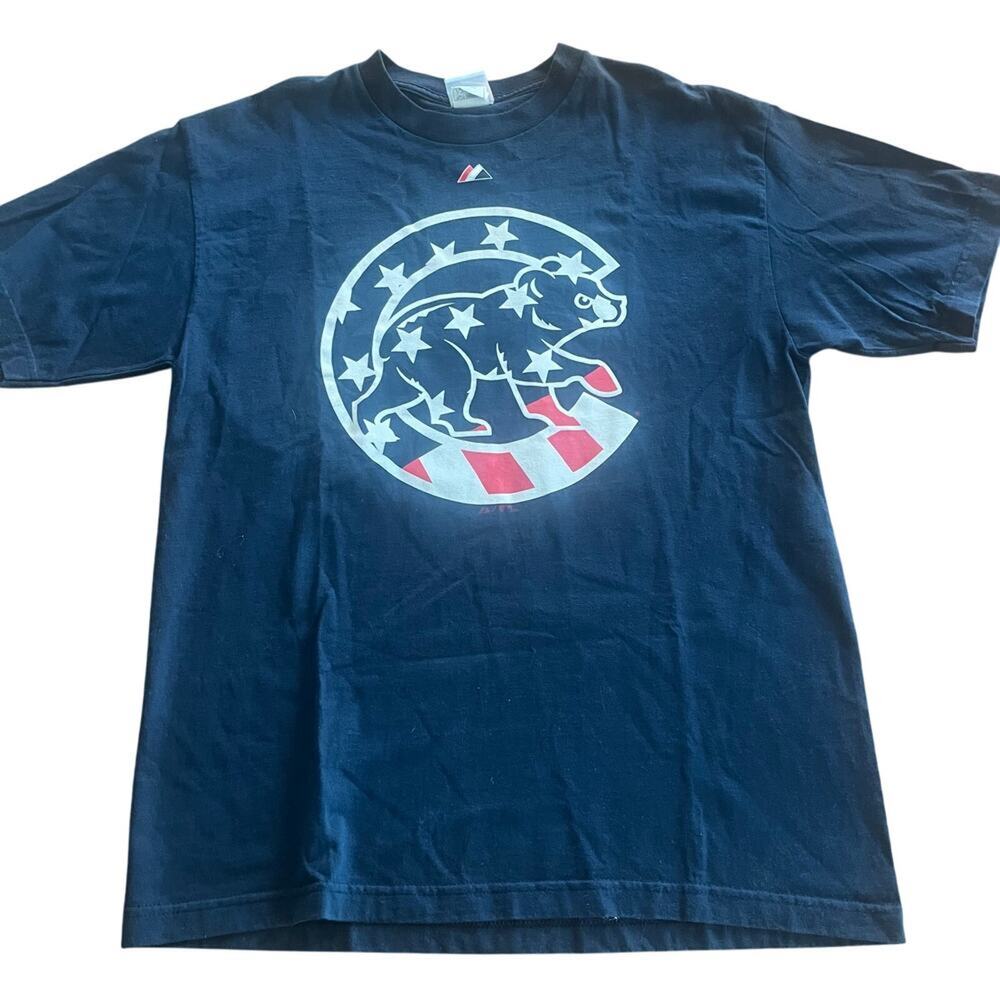 MLB Chicago Cubs Major League Baseball Majestic Blue Americana T Shirt Large